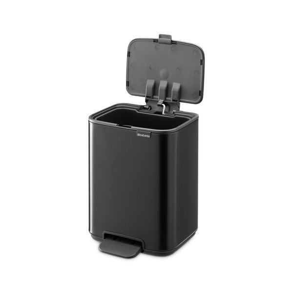 Matinės juodos spalvos šiukšliadėžė iš plieno su pedalu 4 l Bo – Brabantia-image-4