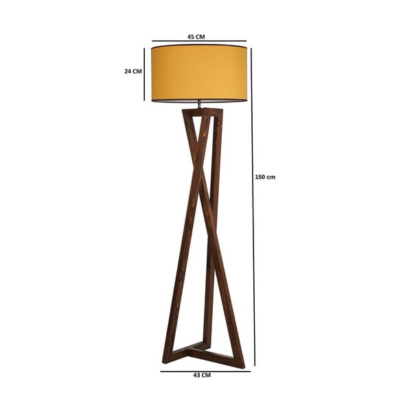 Pastatomas šviestuvas garstyčių spalvos/rudos spalvos (aukštis 149 cm) su tekstiliniu gaubtu Maçka – Opviq lights-image-3