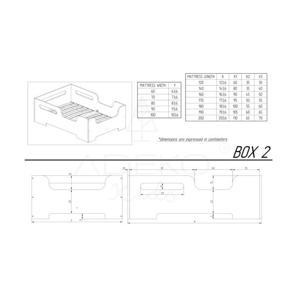 Vaikiška lova iš pušies medienos 80x200 cm Box 2 - Adeko-image-3