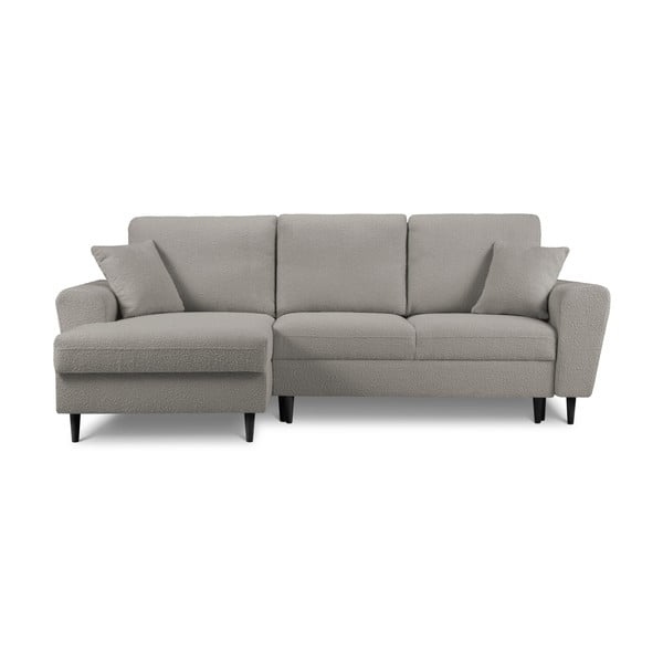 Šviesiai pilkos spalvos iš boucle sulankstoma/su sandėliavimo vieta kampinė sofa (su kairiuoju kampu/su gultu) Kyoto – Cosmopolitan Design