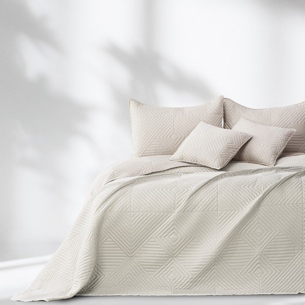 Kreminės spalvos iš mikropluošto dygsniuota lovatiesė 220x240 cm Softa – Restilo-image-3