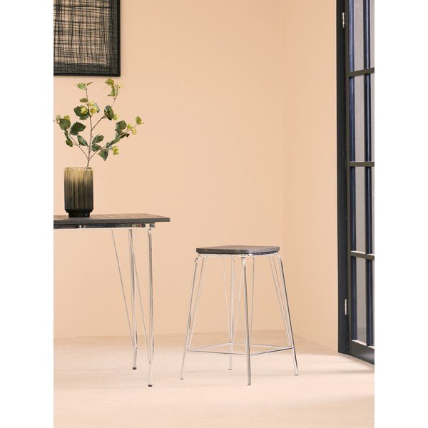 Sidabrinės spalvos/natūralios spalvos iš guobos masyvo taburetė District – Premier Housewares-image-1