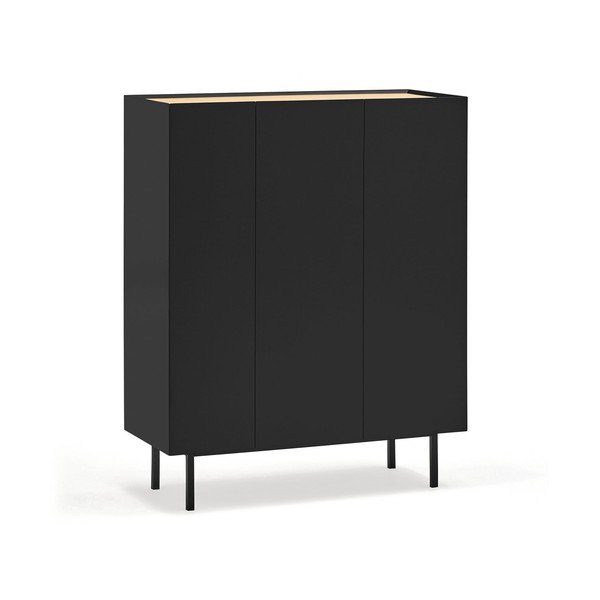 Aukšta šoninė spintelė juodos spalvos iš ąžuolo 95x120 cm Arista – Teulat-image-4