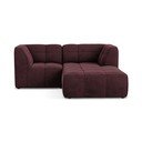 Bordo spalvos kampinė sofa iš velveto (su dešiniuoju kampu/su gultu) Aloha – Makamii