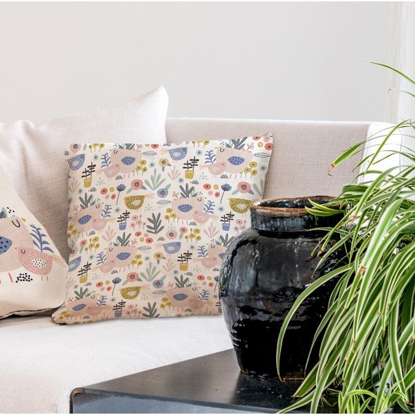 Butter Kings pagalvė iš medvilnės Bird Family, 45 x 45 cm-image-1