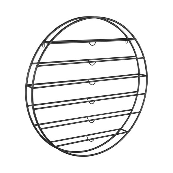 Sieninė juodos spalvos iš metalo vyno lentyna butelių skaičius 12 80x80x9 cm Redondo – PT LIVING-image-3