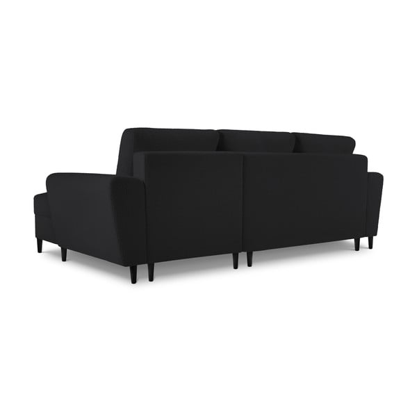 Juodos spalvos iš boucle sulankstoma/su sandėliavimo vieta kampinė sofa (su dešiniuoju kampu/su gultu) Kyoto – Cosmopolitan Design-image-4