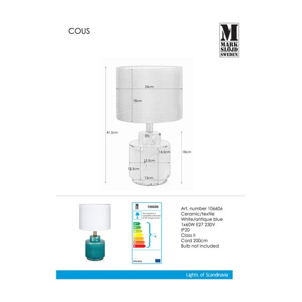 Mėlyna ir balta stalinė lempa Markslöjd Cous-image-4