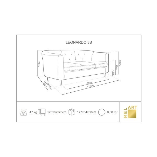 Smėlio spalvos sofa Kooko Home Love, 125 cm-image-4