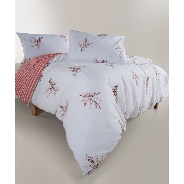 Baltos spalvos/rožinės spalvos iš ranforce medvilnės viengulė patalynė 140x200 cm Breeze Floral – Mila Home Luxury-image-3