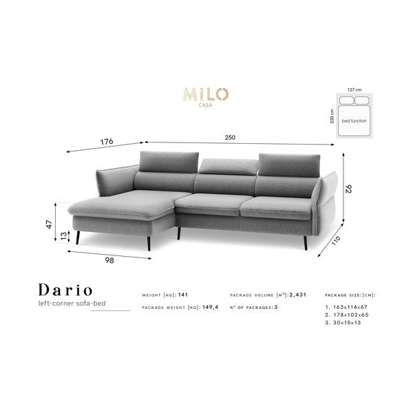 Žalia sofa-lova su daiktadėže Milo Casa Dario, kampas kairėje-image-2