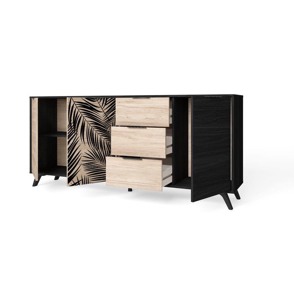 Juoda žema ąžuolinė komoda 181x81 cm Palmera - Marckeric-image-3