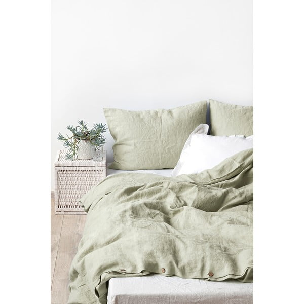 Šviesiai žalias lininis antklodės užvalkalas Linen Tales, 200 x 220 cm-image-1