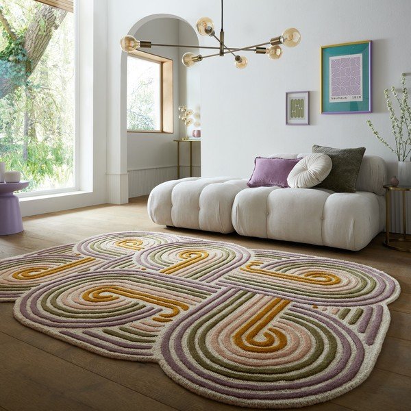 Rankų darbo žalios spalvos iš vilnos kilimas 140x200 cm Spiral Shaped  – Flair Rugs-image-1