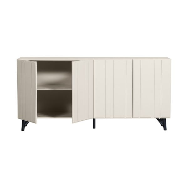 Žema šoninė spintelė kreminės spalvos iš pušies masyvo 181x85 cm Miller – WOOOD-image-3