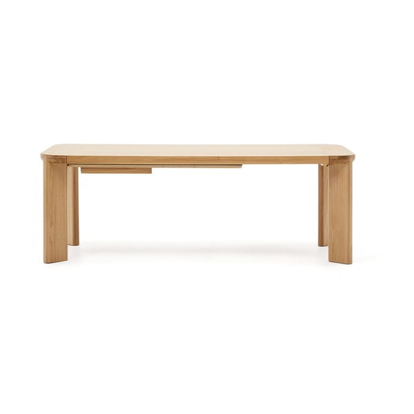 Prailginamas valgomojo stalas natūralios spalvos su ąžuolo dekoro stalviršiu 100x200 cm Jondal – Kave Home-image-4