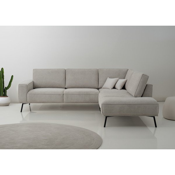 Pilkai smėlinės spalvos kampinė sofa iš šenilinio audinio (su dešiniuoju kampu/„L“ formos) Amsterdam – Scandic-image-1