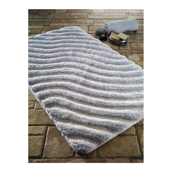 "Confetti" vonios kilimėliai "Halikarnas" pilkos ir baltos spalvos vonios kilimėlis, 70 x 120 cm