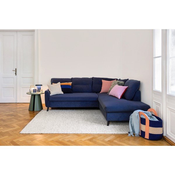 Tamsiai mėlyna aksominė kampinė sofa Miuform Stylish Stan L, kairysis kampas-image-1
