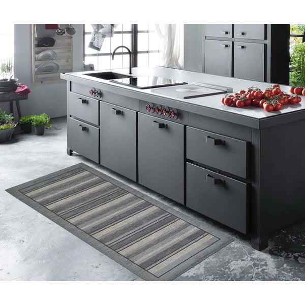 Veliūrinis pilkas kilimas Floorita Velour Grigio, 55 x 190 cm-image-2