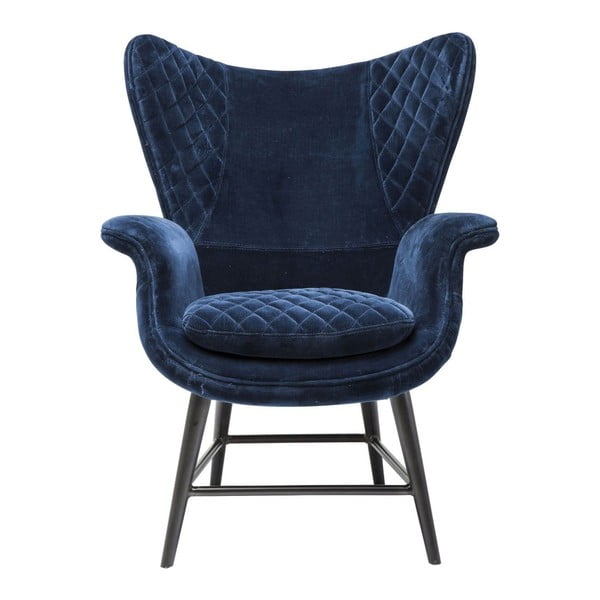 Mėlynas fotelis "Kare Design Velvet