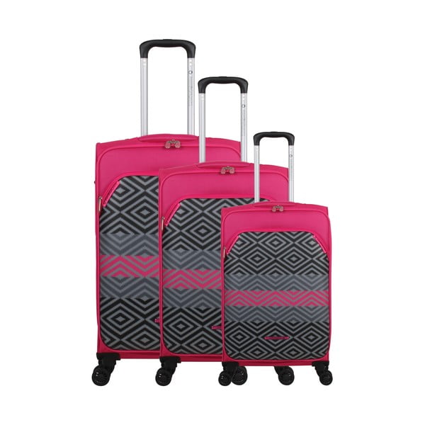 3 bagažo rinkinių rinkinys ant 4 ratukų, purpurinės spalvos, Lulucastagnette Peruana