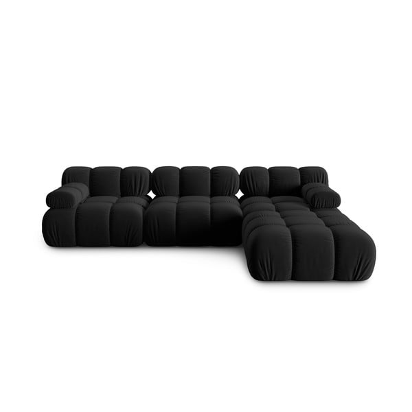 Kampinė sofa juodos spalvos iš velveto Bellis – Micadoni Home