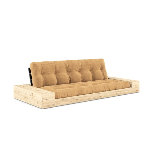 Sulankstoma sofa iš kordinio velveto garstyčių spalvos/šviesiai rudos spalvos 244 cm Base – Karup Design