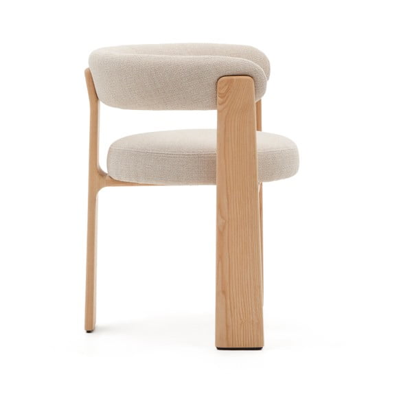 Smėlio spalvos/natūralios spalvos iš uosio masyvo valgomojo kėdė su porankiais Granite – Kave Home-image-4