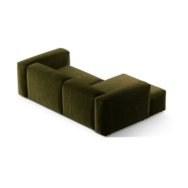 Žalios spalvos iš kordinio velveto kampinė sofa (su kairiuoju kampu/su gultu) Bergamo – Cosmopolitan Design-image-4
