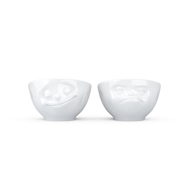 2 balto porceliano puodelių kiaušiniams rinkinys 58products Happy & Hmpff