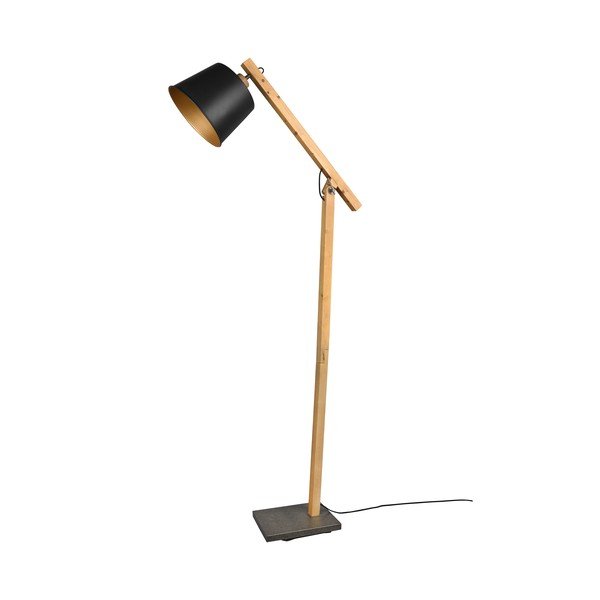 Pastatomas šviestuvas juodos spalvos/natūralios spalvos (aukštis 156 cm) su metaliniu gaubtu Harris – Trio-image-3