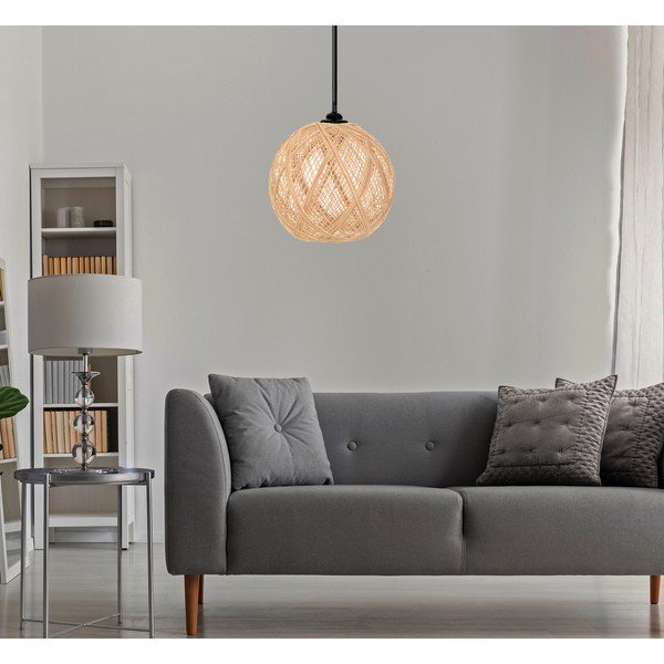 Kabantis šviestuvas juodos spalvos/natūralios spalvos ø 24 cm iš džiuto – Opviq lights-image-2