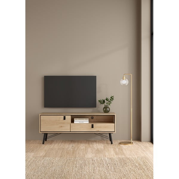 Natūralios spalvos TV spintelė iš ąžuolo 150x60x40 cm Ry – Tvilum-image-1