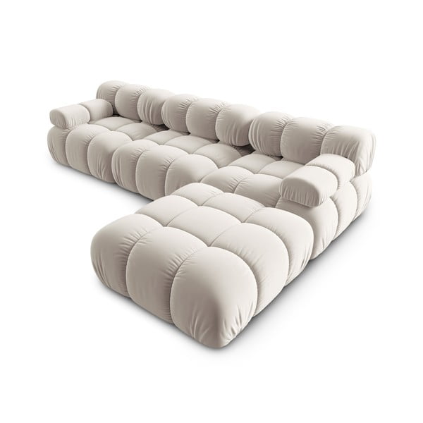 Iš velveto modulinė kampinė sofa smėlio spalvos (kintama) Bellis – Micadoni -image-4