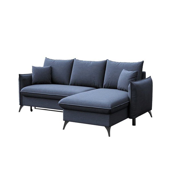 Mėlynos spalvos sulankstoma/su sandėliavimo vieta kampinė sofa (su dešiniuoju kampu/su gultu) Brim – Rodier-image-2