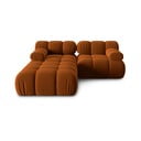 Kampinė sofa oranžinės spalvos iš velveto Bellis – Micadoni Home