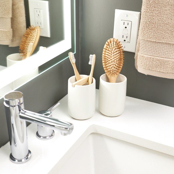 Baltas keraminis indas dantų šepetėliams iDesign Vanity-image-1
