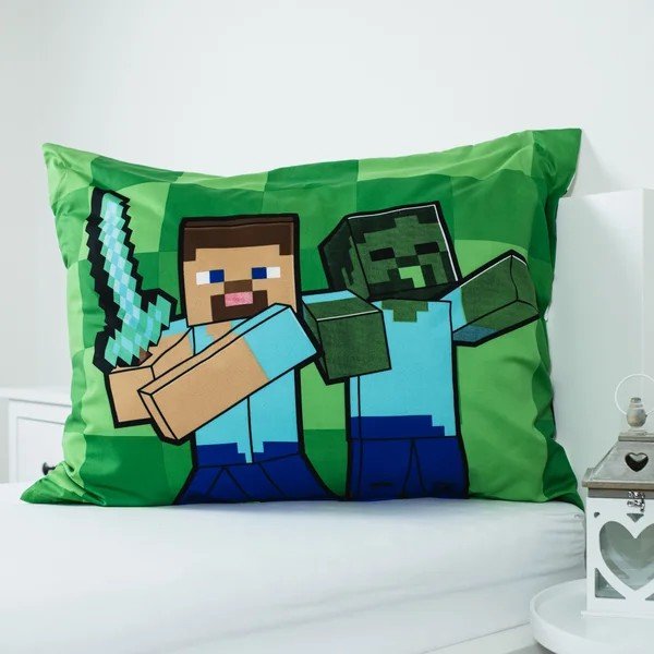Žalios spalvos iš mikropluošto viengulė vaikiška patalynė 140x200 cm Minecraft Block Stack – Jerry Fabrics-image-3
