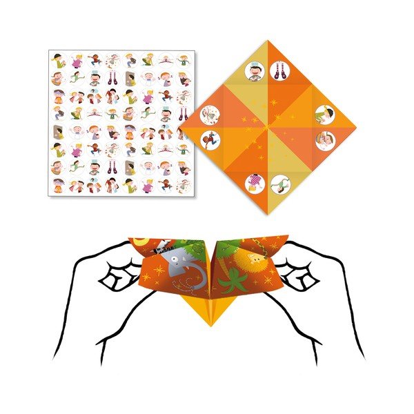 8 origami popierių su lipdukais rinkinys Djeco Fortune-image-1
