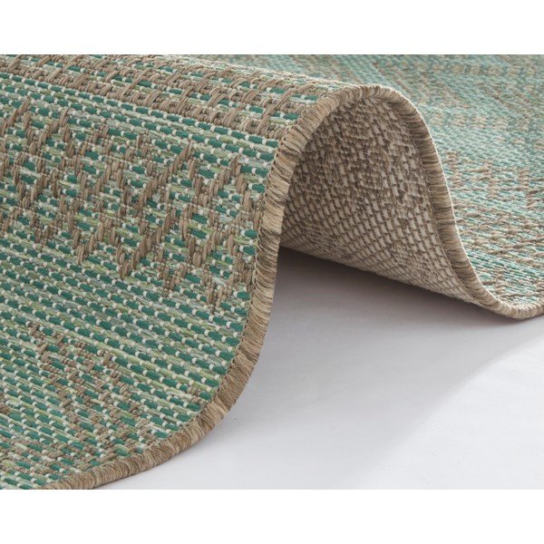Žalios ir smėlio spalvos lauko kilimas NORTHRUGS Sidon, 70 x 200 cm-image-1