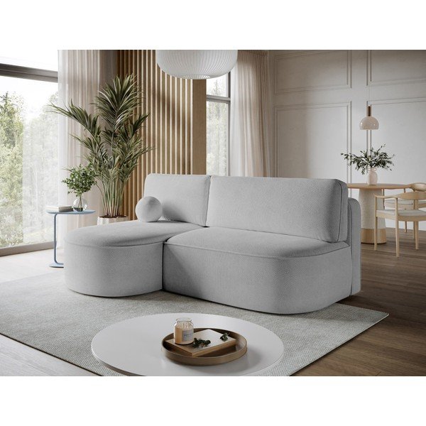 Pilkos spalvos sulankstoma/su sandėliavimo vieta kampinė sofa iš šenilinio audinio (su kairiuoju kampu/su gultu) Livosa – ELTAP-image-4