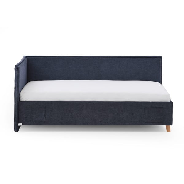 Tamsiai mėlynos spalvos kampinė iš audinio vaikiška lova su sandėliavimo vieta su lovos grotelėmis 120x200 cm Fun – Meise Möbel-image-4