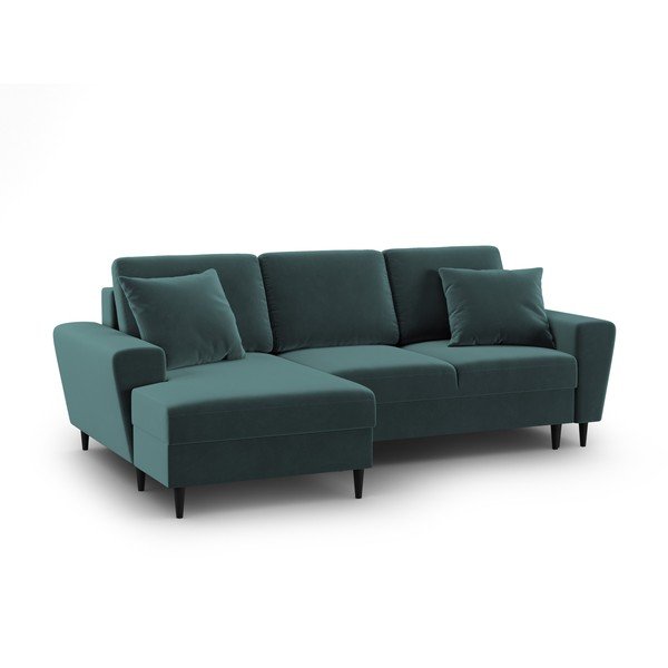 Smaragdinės spalvos iš velveto sulankstoma/su sandėliavimo vieta kampinė sofa (su kairiuoju kampu/su gultu) Kyoto – Cosmopolitan Design-image-1