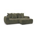 Khaki spalvos sulankstoma/su sandėliavimo vieta kampinė sofa iš boucle (su dešiniuoju kampu/su gultu) Roxelane – Bobochic Paris