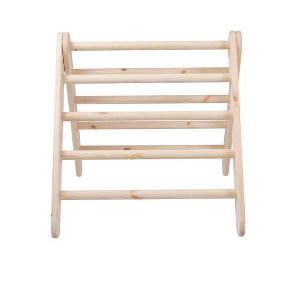 Rožinės spalvos/natūralios spalvos laipiojimo trikampis iš pušies masyvo 61x60x60 cm Montessori – Meowbaby-image-4