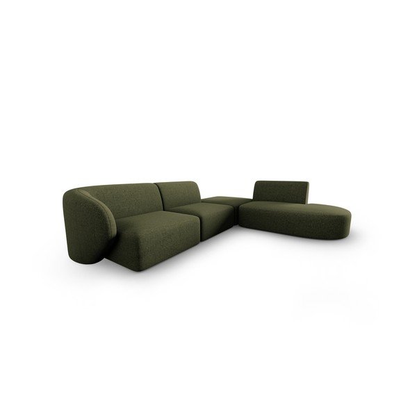 Žalios spalvos iš šenilinio audinio kampinė sofa (su dešiniuoju kampu/„L“ formos) Paolo – Milo Casa-image-2