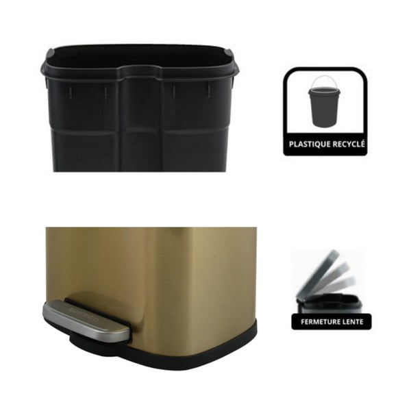 Matinės auksinės spalvos iš plieno šiukšliadėžė su pedalu 5 l   Akira – Spirella-image-3