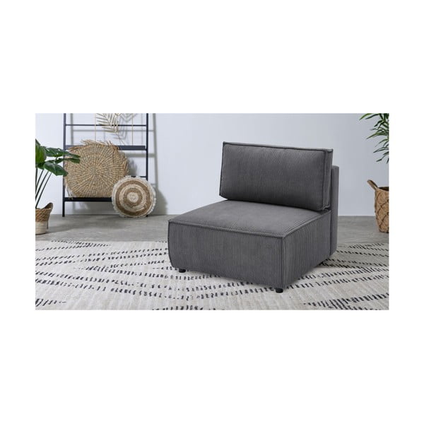 Modulinė sofa tamsiai pilkos spalvos iš kordinio velveto (modulinė) Nihad modular – Bobochic Paris-image-1