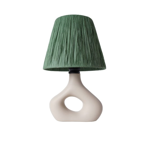 Žalios spalvos stalinis šviestuvas (aukštis 40 cm) su gaubtu iš virvės Serin – Opviq lights